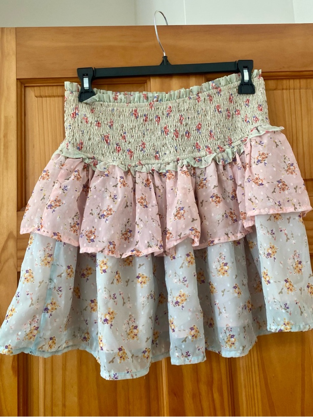 Beautiful Chaos Floral Ruffle Mini Skirt Smocked Waist Coquette Fairycore M - Picture 9 of 12
